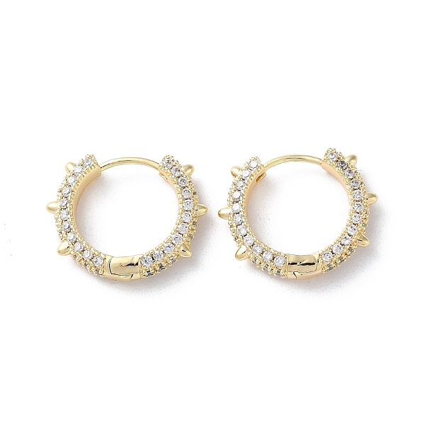 

PandaHall Brass Micro Pave Cubic Zirconia Hoop Earrings, Ring, Real 18K Gold Plated, 15.5x4mm Cubic Zirconia Ring Clear