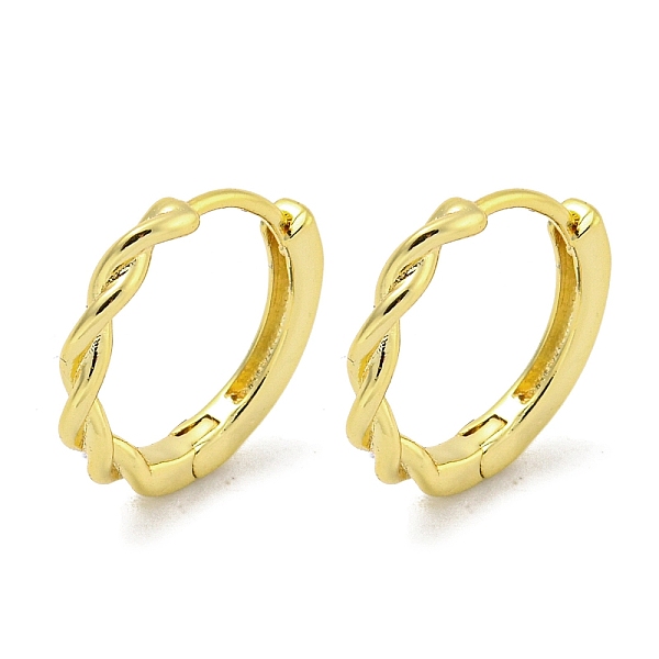 

PandaHall Brass Hoop Earrings, Real 18K Gold Plated, 13.5x2mm Brass Twist