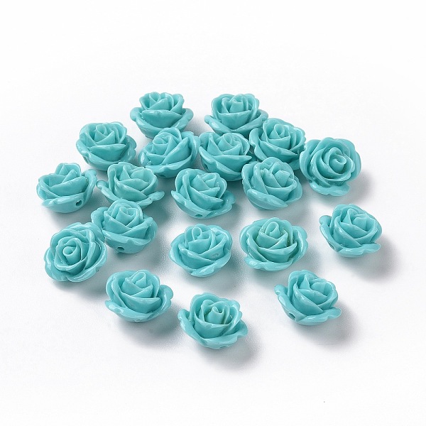 

PandaHall Synthetic Coral 3D Flower Rose Beads, Dyed, Aquamarine, 14~15x9mm, Hole: 1.5mm Synthetic Coral Flower Green