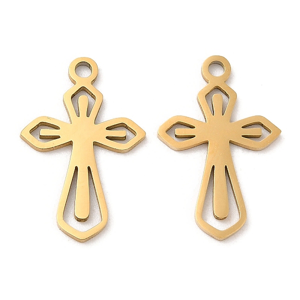 

PandaHall Ion Plating(IP) 316L Surgical Stainless Steel Pendants, Laser Cut, Cross Charm, Real 18K Gold Plated, 17x11x1mm, Hole: 1.2mm 316L...