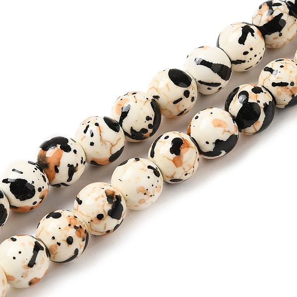 

PandaHall Synthetic Turquoise Dyed Camouflage Beads Strands, Fuel Injection Effect, Round, Black, 8mm, Hole: 1.2mm, about 51pcs/strand...
