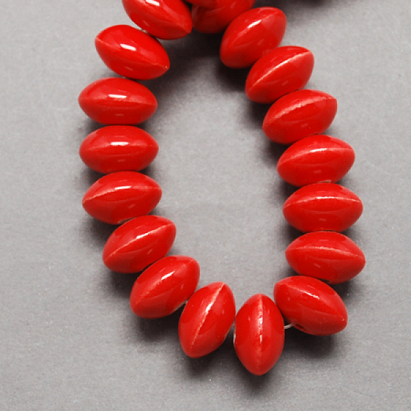 PandaHall Handmade Porcelain Beads, Bright Glazed Porcelain, Rondelle, Red, 12x7mm, Hole: 2mm Porcelain Rondelle Red