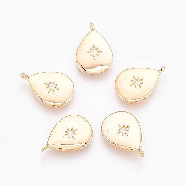 

PandaHall Brass Cubic Zirconia Charms, for DIY Jewelry Making, teardrop, with Star, Nickel Free, Real 18K Gold Plated, Clear, 14x9.5x1.5mm...