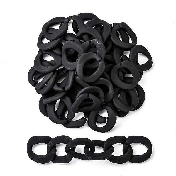 

PandaHall Rubberized Style Acrylic Linking Rings, Quick Link Connectors, For Curb Chains Making, Twist, Black, 30.5x28.5x4mm, Inner Diameter...