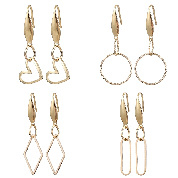 

PandaHall 316 Surgical Stainless Steel Dangle Earrings, Brass Charm Jewelry for Women, Mixed Shapes, 36.5~47x6~17.5mm Brass Mixed Shapes