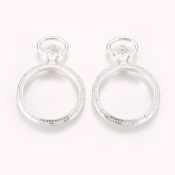 

PandaHall Alloy Open Back Bezel Pendants, For DIY UV Resin, Epoxy Resin, Pressed Flower Jewelry, Ring, Silver Color Plated, 54x38x6mm, Hole...