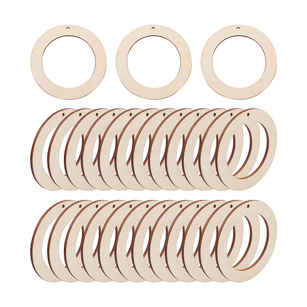 

PandaHall Undyed Wood Pendants, Donut, Antique White, 80x3.5mm, Hole: 3mm, Inner Diameter: 54mm Wood Donut