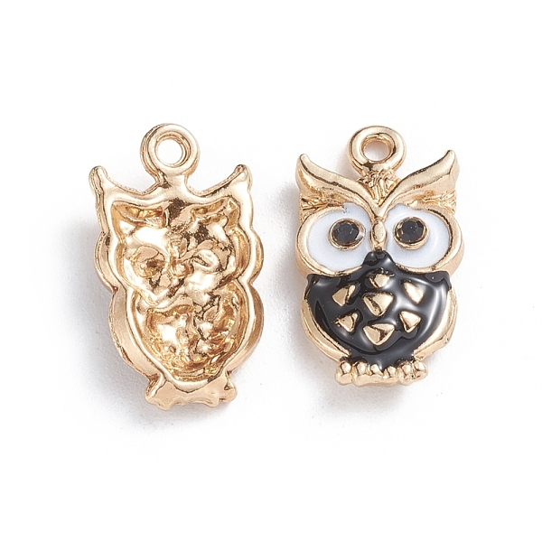 

PandaHall Alloy Enamel Pendants, Owl, Golden, Black, 20x11x3.5mm, Hole: 1.6mm Alloy+Enamel Owl Black
