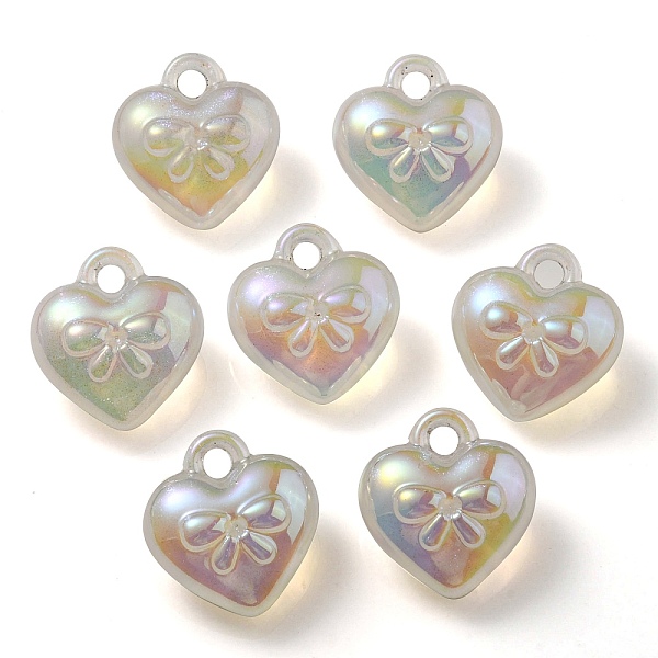 

PandaHall Luminous UV Plating Transparent Acrylic Pendants, Glow in The Dark, Heart Charm, Old Lace, 18x17x10mm, Hole: 3mm Acrylic Heart