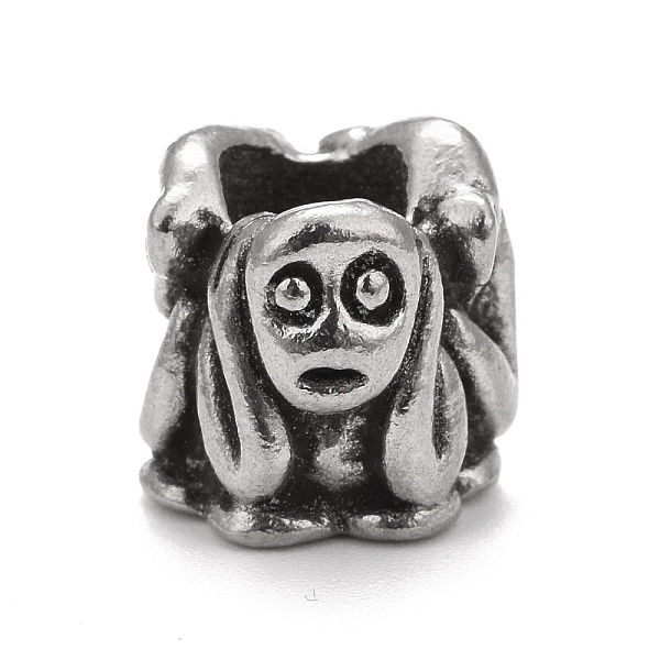 

PandaHall 304 Stainless Steel European Beads, Large Hole Beads, Human Face, Antique Silver, 9.5x9.5mm, Hole: 5mm 304 Stainless Steel Human