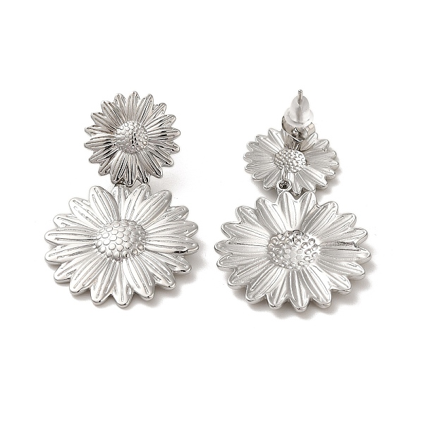 

PandaHall 304 Stainlee Steel Studs Earring, Sunflower, Stainless Steel Color, 40x24mm 304 Stainless Steel Flower