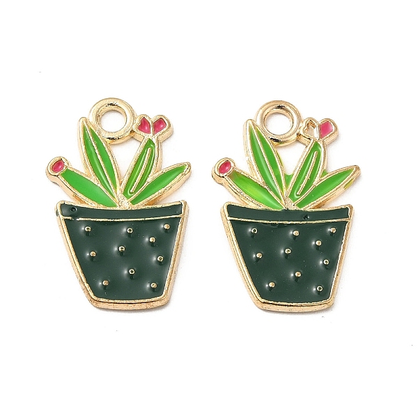 

PandaHall Alloy Enamel Pendants, Potted Plant Charm, Golden, Dark Slate Gray, 22x14.5x1.5mm, Hole: 2.5mm Alloy+Enamel Others