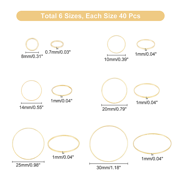 

PandaHall CHGCRAFT 240Pcs 6 Style Round Earring Beading Hoop Rings Brass O Linking Rings Circle Round Beading Hoop Open Bezel Pendant Frame...