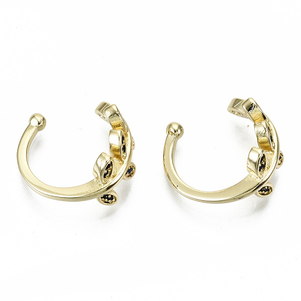 

PandaHall Brass Micro Pave Cubic Zirconia Cuff Earrings, Cadmium Free & Nickel Free & Lead Free, Leaf, Real 16K Gold Plated, Blue, 1~8mm...