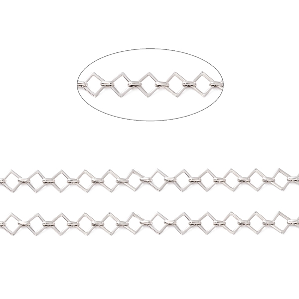 

PandaHall 304 Stainless Steel Rhombus & Oval Link Chains, Unwelded, Stainless Steel Color, Rhombus: 13.5x13.5x1.5mm, Link: 7x5x2mm 304...