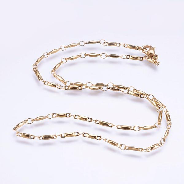 

PandaHall 304 Stainless Steel Chain Necklaces, with Enamel and Lobster Claw Clasps, Ion Plating (IP), Rectangle, Golden, 17.7 inch(45cm) 304...