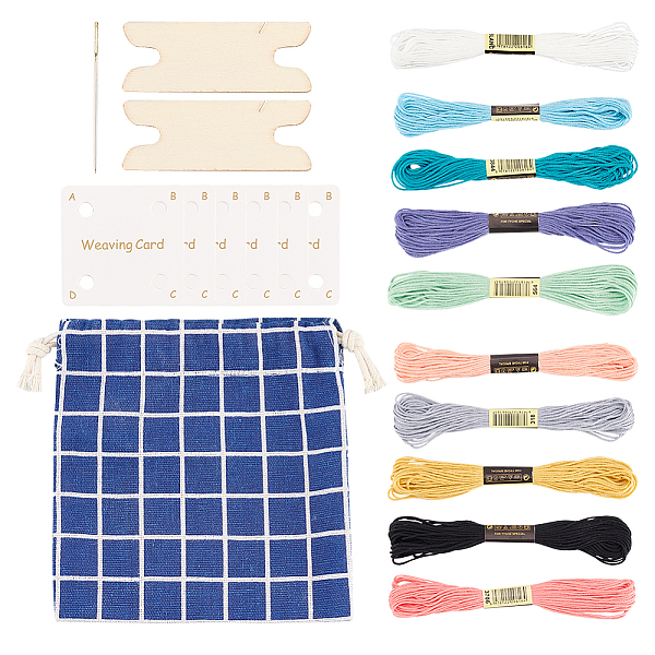 

PandaHall Wooden Tablet Weaving Card Sets, included Wood Shuttle, 10 Colors Cotton Cord, Colth Drawsting Storage Bag, Mixed Color, Card..., Multicolor