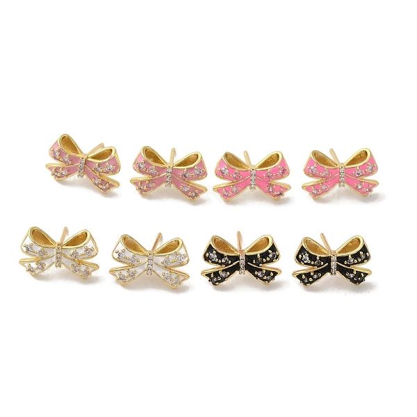 

PandaHall Bowknot Brass Stud Earrings, with Cubic Zirconia Enamel, Cadmium Free & Lead Free, Mixed Color, 11x17mm Cubic Zirconia Bowknot..., Multicolor