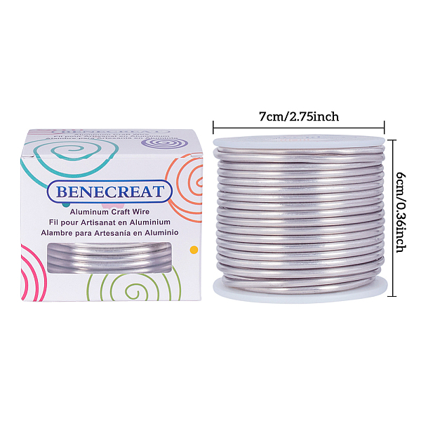 

PandaHall BENECREAT 9 Gauge/3mm Tarnish Resistant Jewelry Craft Wire 17m Bendable Aluminum Sculpting Metal Wire for Jewelry Craft Beading..., Gray