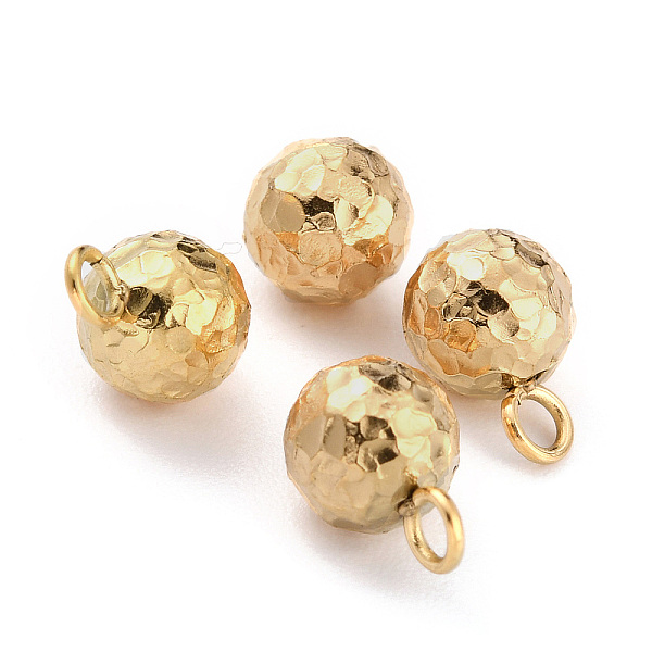 

PandaHall Ion Plating(IP) 304 Stainless Steel Charms, Round, Textured, Golden, 9x6mm, Hole: 1.8mm 304 Stainless Steel Round