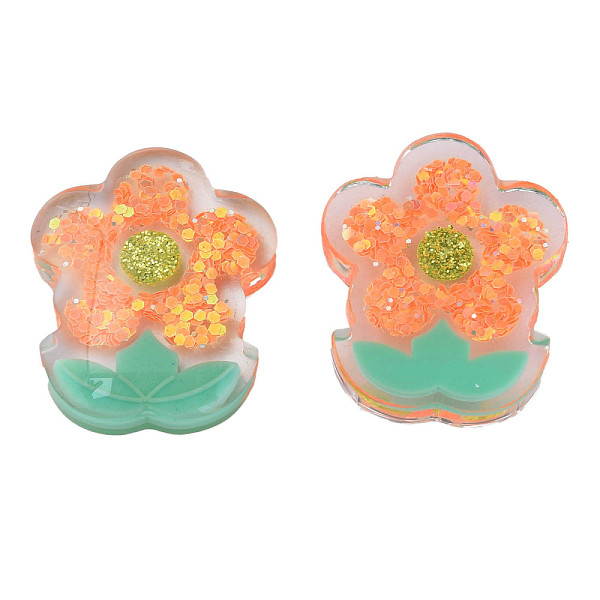 

PandaHall Transparent Epoxy Resin Cabochons, with Paillettes and Glitter Powder, Flower, Coral, 29x23x7mm Epoxy Resin Flower Red