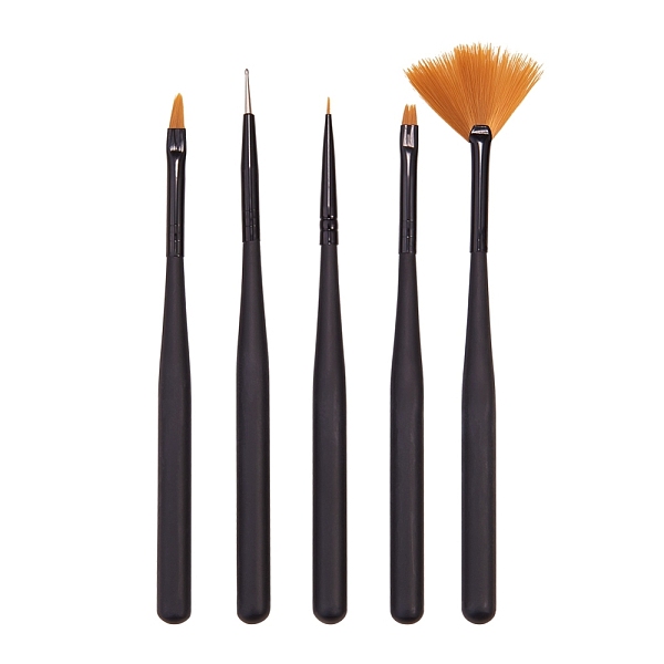 

PandaHall 5 Pcs Nail Art Brush Pens, Wood Handle & Nylon Fiber Pen Head, Black, 125~135x8~8.5mm, 5pcs/set Wood Black