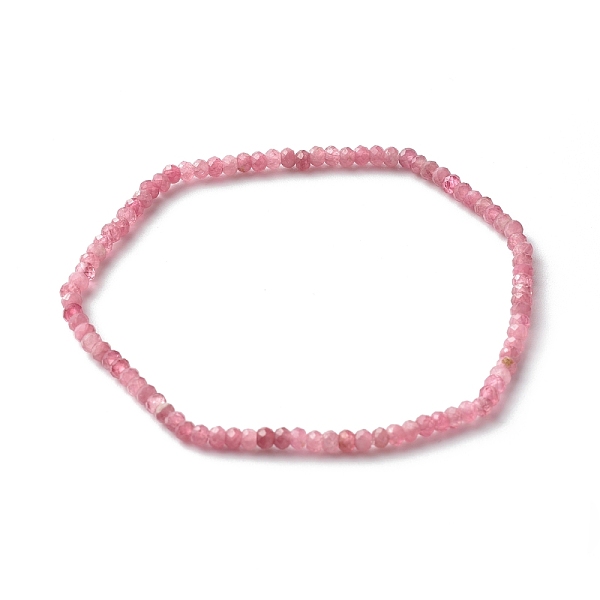 PandaHall Faceted Rondelle Natural Tourmaline Bead Stretch Bracelets, Reiki April Birthstone Jewelry for Her, Inner Diameter: 2-3/8 inch
