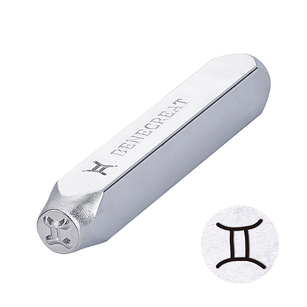 PandaHall Iron Seal Stamps, Stamping Tools, for Leather Craft, 12 Constellations Patterns, Gemini, 65.5x10mm Iron Gemini