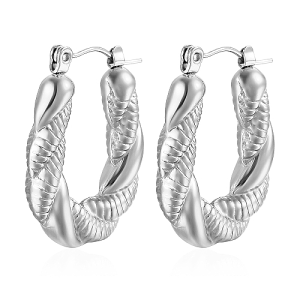 

PandaHall 304 Stainless Steel Hoop Earrings, Twist Rope Shape, Stainless Steel Color, 26x20mm Stainless Steel