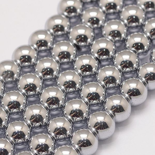 PandaHall Grade AA Magnetic Synthetic Hematite Bead Strands, Round, 6mm, Hole: 1.5mm, about 73pcs/strand, 16 inch Magnetic Hematite Round