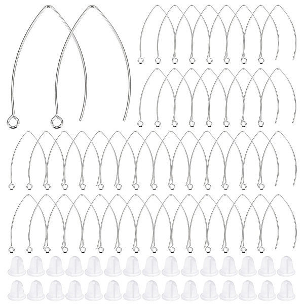 

PandaHall Beebeecraft 1 Box 200Pcs V Shape Earring Hooks Stainless Steel 19 Gauge Drop Earring Hook Ear Wires Earring Findings with Hoop for...