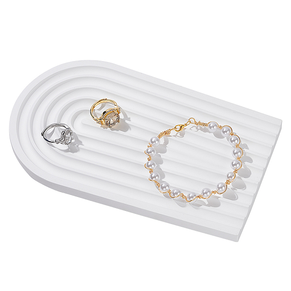 

PandaHall Gesso Jewelry Plate, Storage Tray, Cosmetics Jewelry Organizer, Arch Pattern, 196x114x11mm Gesso Arch