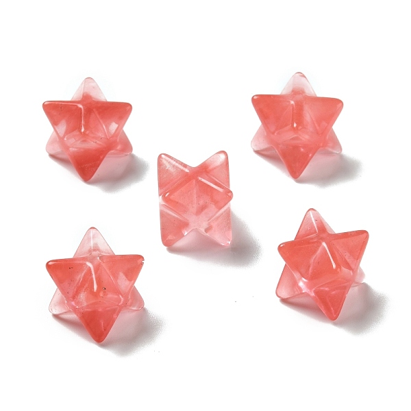 

PandaHall Cherry Quartz Glass Beads, No Hole/Undrilled, Merkaba Star, 12.5~13x12.5~13x12.5~13mm Cherry Quartz Glass Star