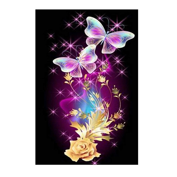 

PandaHall DIY Butterfly Theme Diamond Painting Kits, Including Canvas, Resin Rhinestones, Diamond Sticky Pen, Tray Plate and Glue Clay...