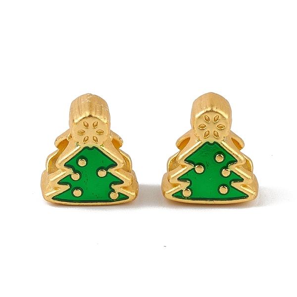 

PandaHall Alloy Enamel European Beads, Large Hole Beads, Christmas Tree Charm, Golden, Green, 12x11x7mm, Hole: 4mm Alloy+Enamel Tree Green