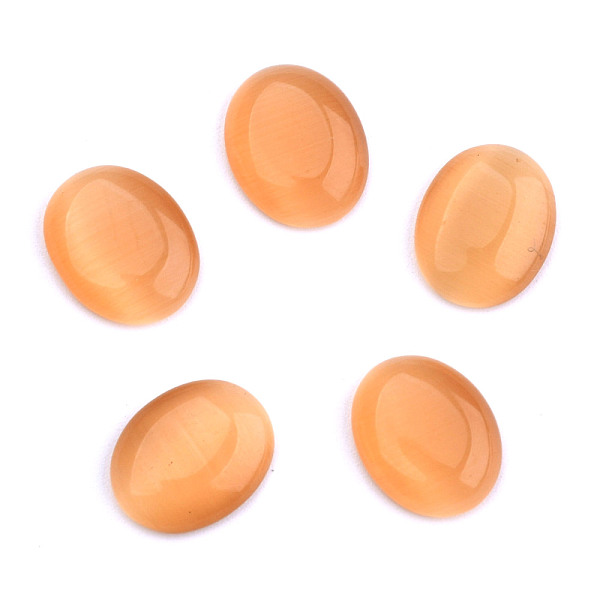 

PandaHall Cat Eye Cabochons, Oval, Light Salmon, 25x18x6~7mm Glass Oval