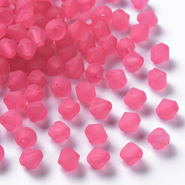 

PandaHall Frosted Acrylic Beads, Faceted, Cone, Hot Pink, 6x5.5mm, Hole: 1.5mm, about 6770pcs/500g Acrylic Cone