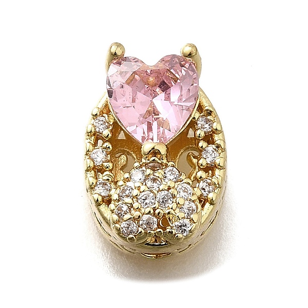Brass Cubic Zirconia Oval with Heart Multi-Strand Links