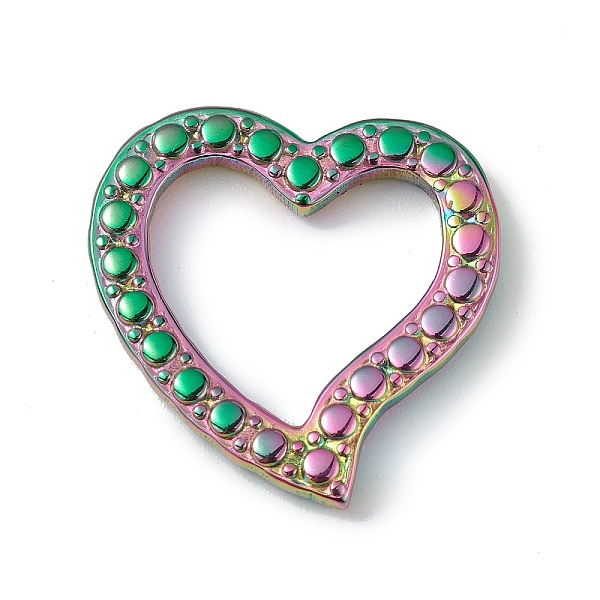 

PandaHall Ion Plating(IP) 304 Stainless Steel Linking Rings, Bumpy, Asymmetrical Heart, Rainbow Color, 22x22x2.5mm, Inner Diameter...