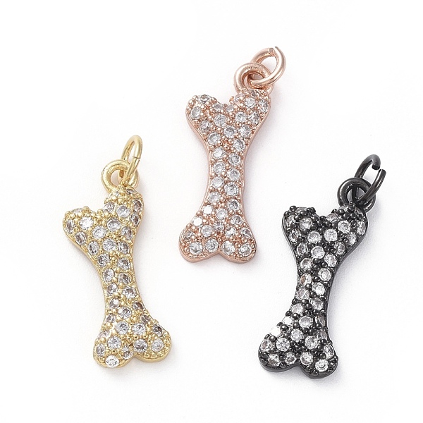 

PandaHall Brass Micro Pave Cubic Zirconia Pendants, with Jump Rings, Bone, Clear, Mixed Color, 19.5x8x3mm, Hole: 1.6mm Brass+Cubic Zirconia...