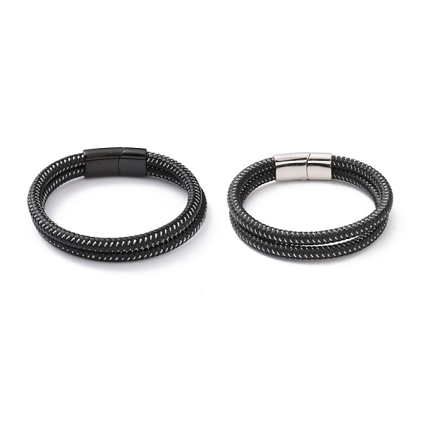 

PandaHall Black Microfiber Braided Cord Double-strand Bracelet with 304 Stainless Steel Magnetic Clasps, Punk Wristband for Men Women, Mixed...