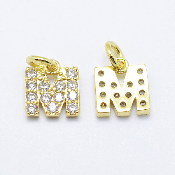 

PandaHall Brass Micro Pave Grade AAA Cubic Zirconia Charms, Letter M, Cadmium Free & Nickel Free & Lead Free, Real 18K Gold Plated...