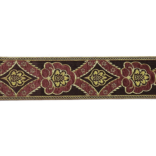 

PandaHall Flat Chenille Jacquard Woven Ribbons, Floral Ribbon, Sienna, 3-3/8 inch(85mm) Fibre Flower Brown