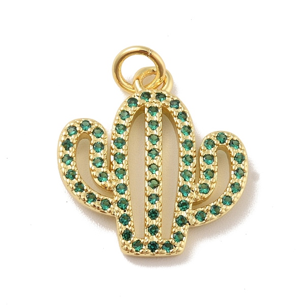 

PandaHall Brass Micro Pave Cubic Zirconia Pendants, with Jump Ring, Cadmium Free & Lead Free, Long-Lasting Plated, Cactus, Green, Real 18K...