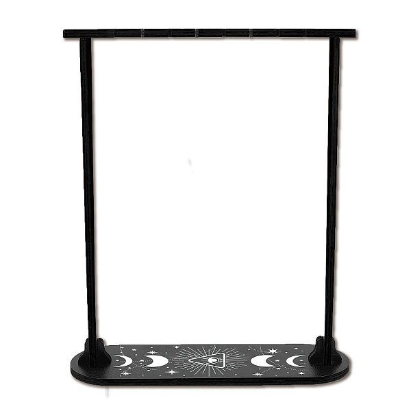 

PandaHall CREATCABIN Small Crystal Display Shelf Eye Moon Phase Wood Crystal Holder Stand Divination Pendulum Storage Rack Chain Magical..., Black