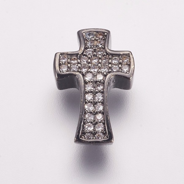 

PandaHall Brass Micro Pave Cubic Zirconia Beads, Cross, Gunmetal, 14x9x4mm, Hole: 1.5mm Brass+Cubic Zirconia Cross