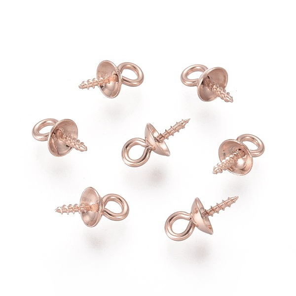 

PandaHall 304 Stainless Steel Screw Eye Pin Peg Bails, For Half Drilled Beads, Rose Gold, 10x5mm, Hole: 2mm, Pin: 1mm 304 Stainless Steel