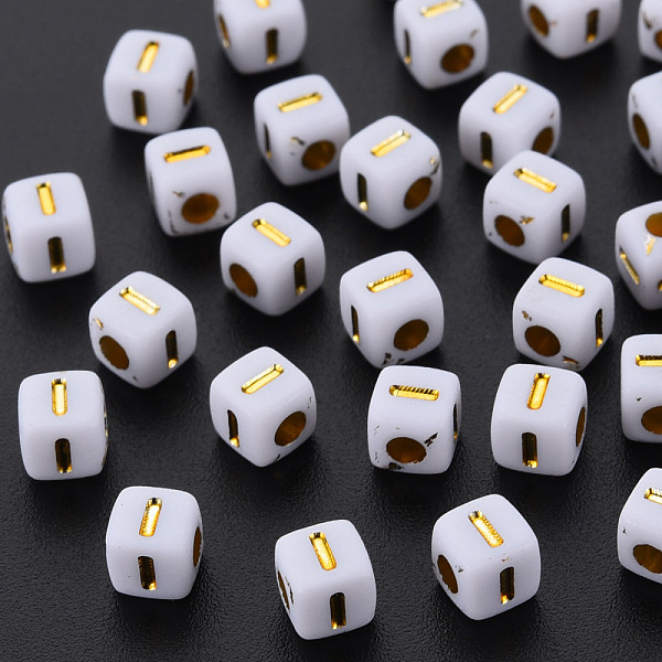 

PandaHall Opaque White Acrylic Beads, Metal Enlaced, Cube with Letters, Letter.I, 4.5mm, Hole: 2mm, about 5000pcs/500g Acrylic Letter I...