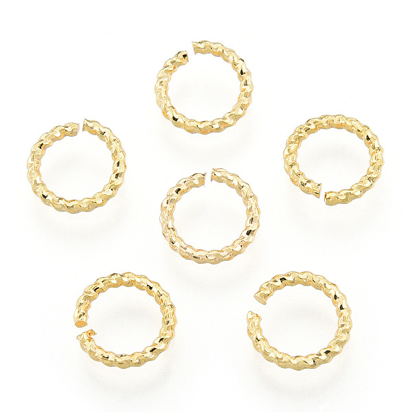 

PandaHall Brass Open Jump Rings, Nickel Free, Textured, Real 18K Gold Plated, 8x1.2mm Brass
