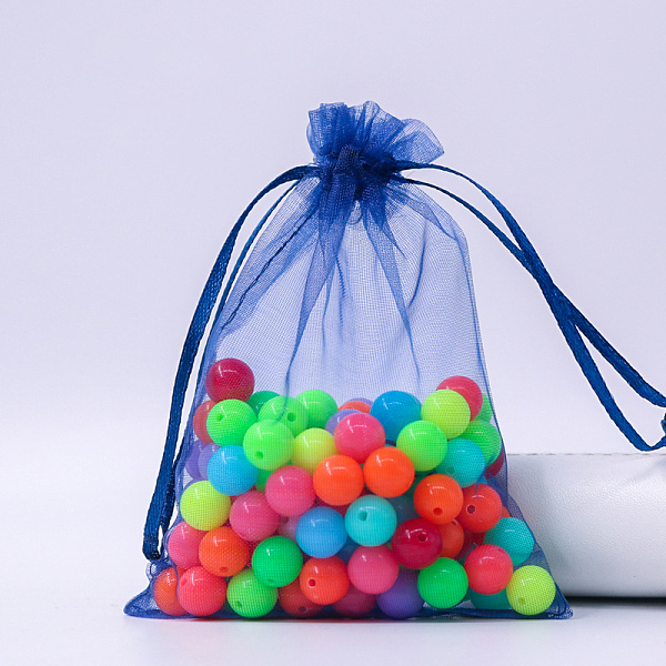 

PandaHall Rectangle Organza Drawstring Bags, Midnight Blue, 15x10cm Organza Rectangle